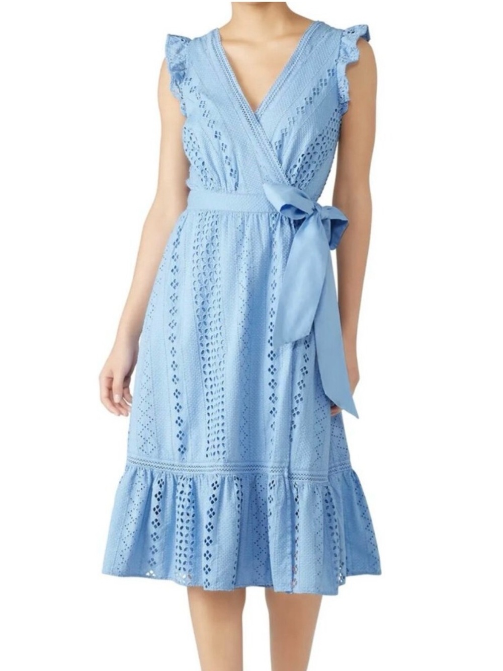 J.Crew Allover Eyelet Dress, light blue, size 12P